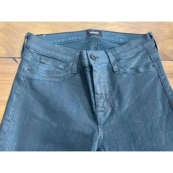 Hudson Nico Midrise Super Skinny Snake Scale Print Green Jeans Size 28 - Picture 3 of 11
